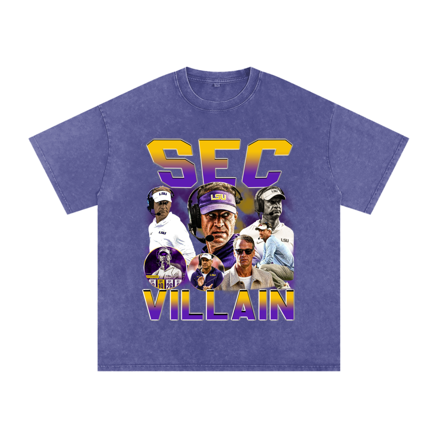 SEC Villain Vintage Graphic Tee | Oversized Purple & Gold Streetwear