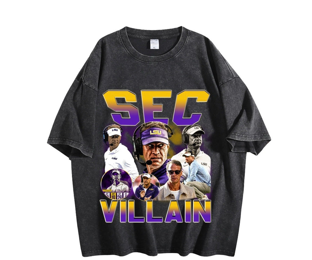 SEC Villain Vintage Graphic Tee | Oversized Purple & Gold Streetwear