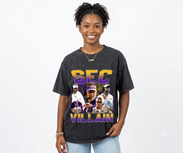 SEC Villain Vintage Graphic Tee | Oversized Purple & Gold Streetwear